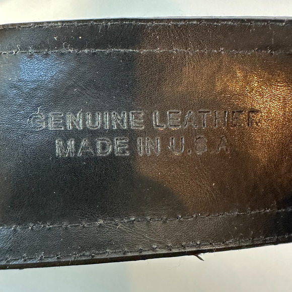 Avignon Women's Belt Genuine Leather, Faux Leopard, Patent Detail Wide USA Made - Picture 4 of 6